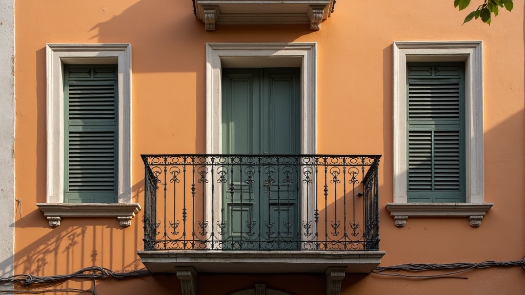 Balcony of a Spanish apartment building illustrating buying property in Spain