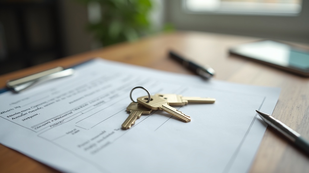 Keys and a lease agreement on a desk representing the process of letting out property abroad