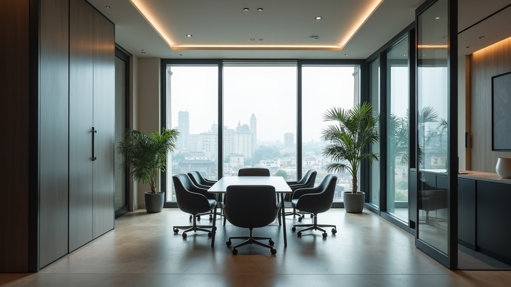 Empty bank meeting room used for non-resident mortgage applications in Europe