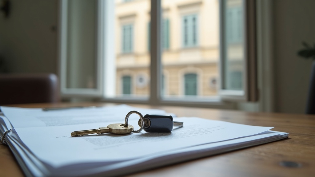 Keys and property documents on a desk illustrating the paperwork stage of buying property in Europe