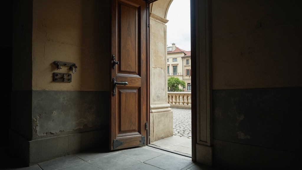 Doorway of a European apartment building illustrating the commitment stage of a preliminary property contract