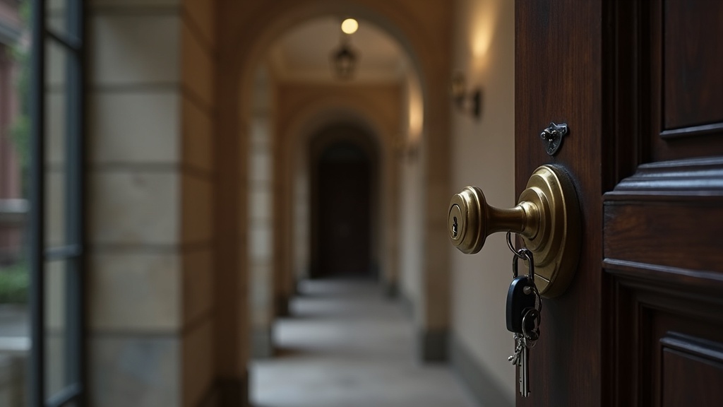 European apartment door and keys representing the rental deposit return process