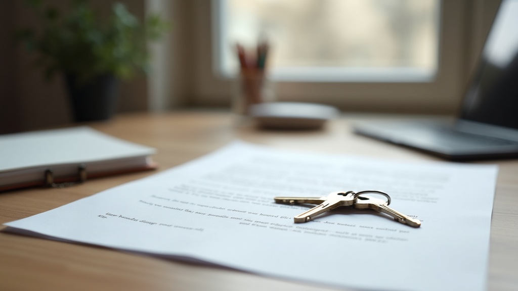Keys and lease document on a desk illustrating rental agreements and tenant rights