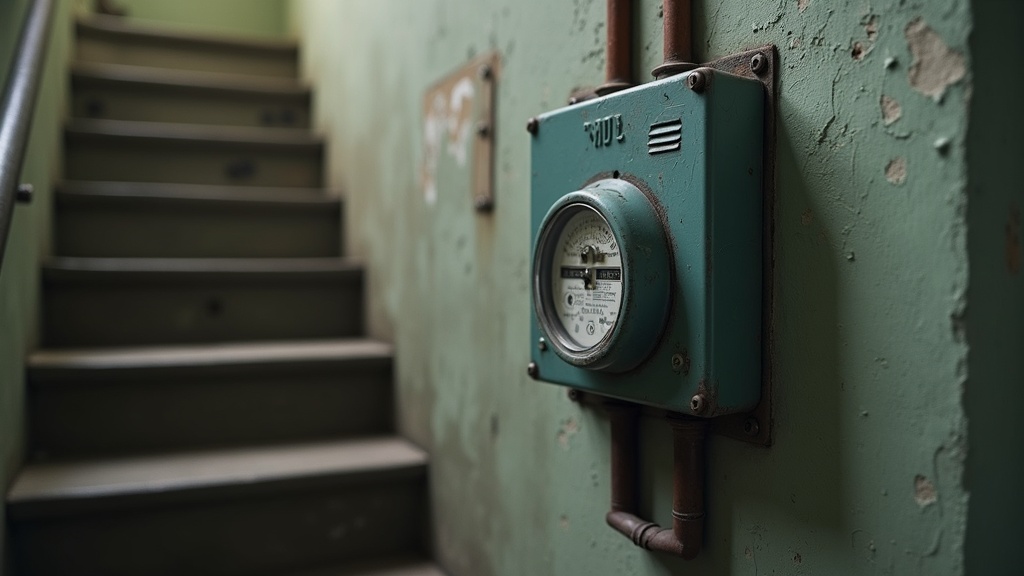 Electricity and water meters showing utility connections and standing charges for a European property