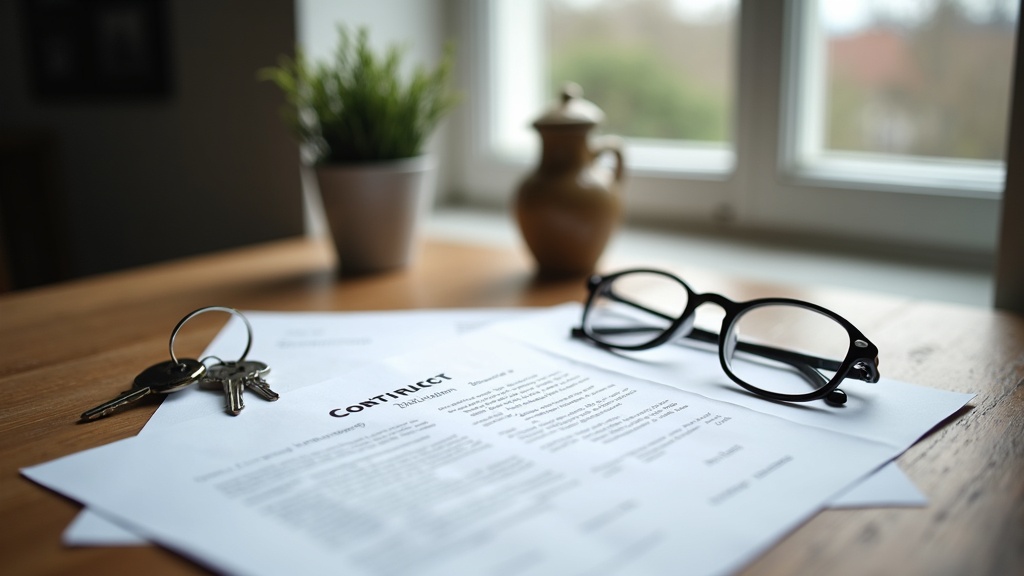 Notary desk with property contract and keys representing the German property purchase process