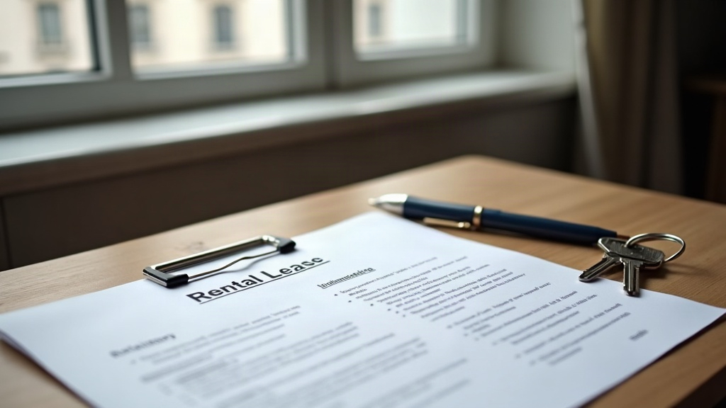 Lease document and keys on a desk representing a long-term rental contract in Spain
